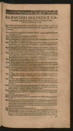 Elenchus Seu Index Capitum, Quae In Hoc Libello Tractantur Et Explicantur.
