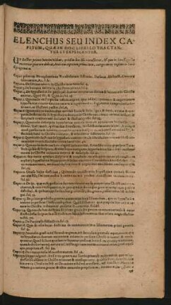 Elenchus Seu Index Capitum, Quae In Hoc Libello Tractantur Et Explicantur.