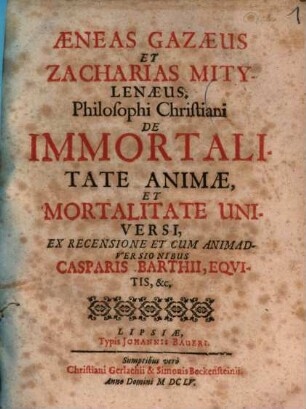 De immortalitate animae, et mortalitate universi