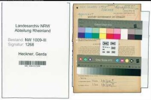 Entnazifizierung Gerda Heckner , geb. 29.11.1920 (Studienreferendarin)
