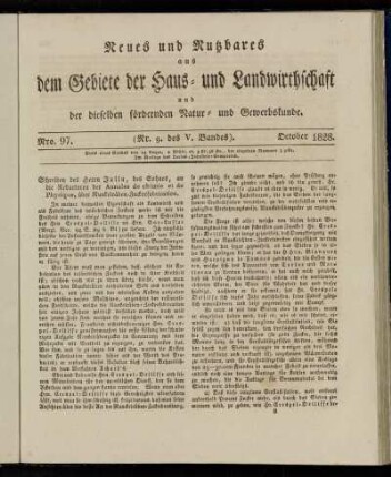 Nro. 97. (Nr. 9. des V. Bandes). October 1828.