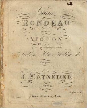 Grand rondeau pour le violon avec accompagnement de 2 violons, alto et violoncelle : oeuvre 21