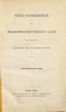 Sitzungsberichte. 119. 1889