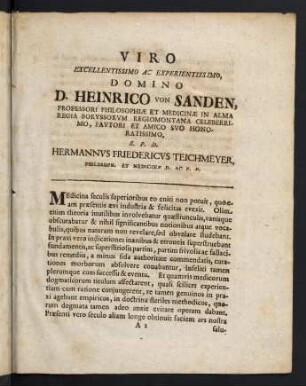 3-6, Viro excellentissimo ac experientissimo, domino D. Heinrico von Sanden...