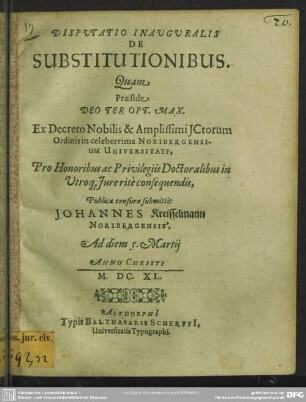 Disputatio inauguralis de substitutionibus