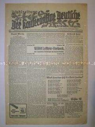 Wahlzeitung der Konservativen Volkspartei zur Reichstagswahl 1930