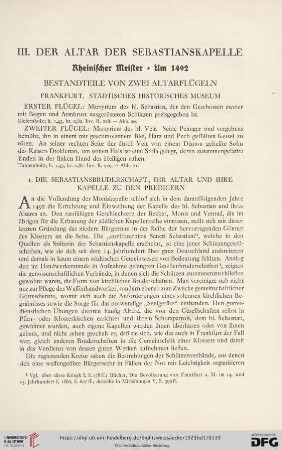 III. Der Altar der Sebastianskapelle