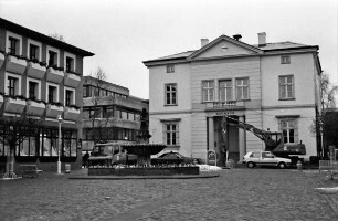 Marktplatz mit Gänselieselbrunnen und Rathaus