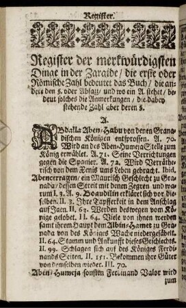 Register der merkwürdigsten Dinge in der Zaraide