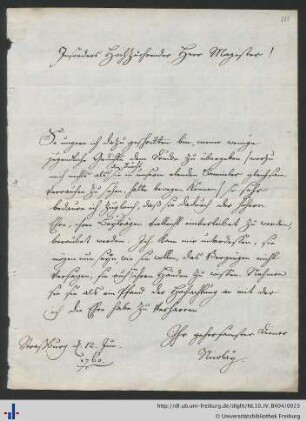 Brief vom 12.06.1760.
