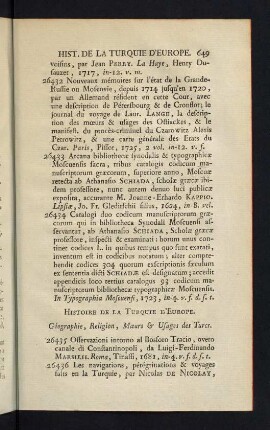 649-660, Géographie, Religion, Moeurs & Usages des Turcs...