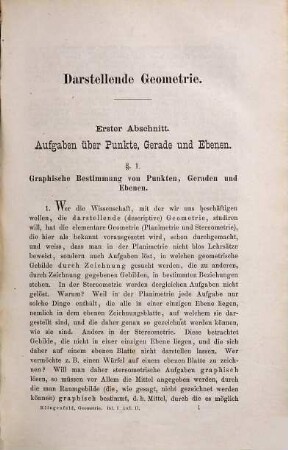 Lehrbuch der darstellenden Geometrie, 1
