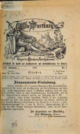 Die Wartburg : Zeitschr. für alte Kunst u. Kunsthandwerk mit Berücksichtigung d. Neuzeit. 7, 7. 1880