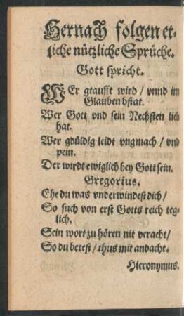 Hernach folgen etliche nützliche Sprüche.