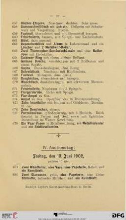 IV. Auctionstag (Nr. 679-909)