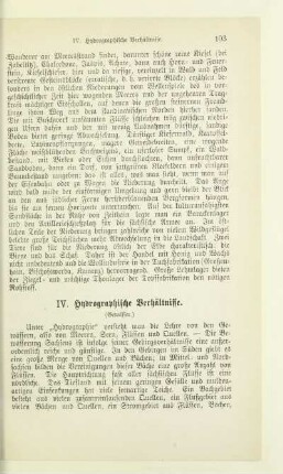 IV. Hydrographische Verhältnisse. (Gewässer)