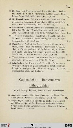 Kupferstiche- Radierungen- Lithographien (Nr. 53-92)
