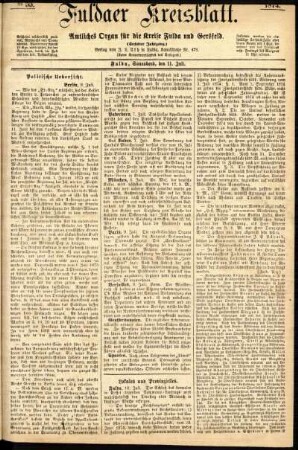 Erste Ausgabe vom Samstag, den 11. Juli 1874.