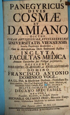 Panegyricus Divis Cosmae et Damiano