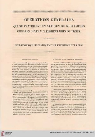 Opérations qui se pratiquent sur l’épiderme et la peau