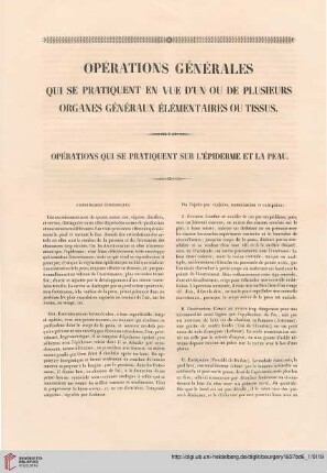 Opérations qui se pratiquent sur l’épiderme et la peau