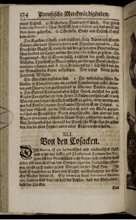 XLI. Von den Cosacken. - LV. Von denen Ostiacken ist zum Beschluß von Europa noch zu mercken.