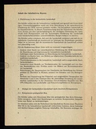 Inhalt des fakultativen Kurses