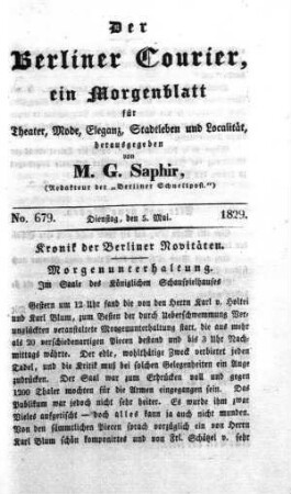 No. 679., Dienstag, den 5. Mai 1829