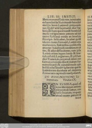 De Assignatione Libertorum. Titulus. IX.