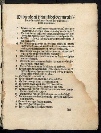 Capitulorum primi libri de mirabilibus sacre scripture sancti Augustini ...