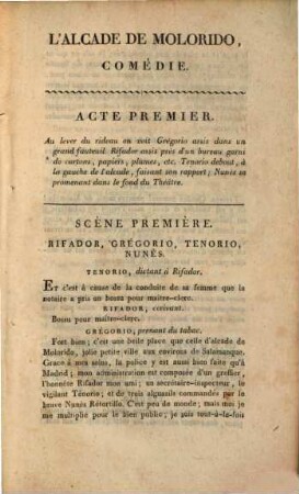 L' alcade de Molorido : comédie en cinq actes et en prose