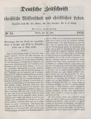 185-188 Bemerkungen über den Stand der evangelischen Union in Preußen nach Erlaß der Königlichen Ordre vom 6. März 1852 : Schluß