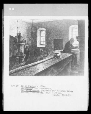 Der alte Kantor (Inneres der kleinen katholischen Kirche; Haselbach, Kreis Landeshut)