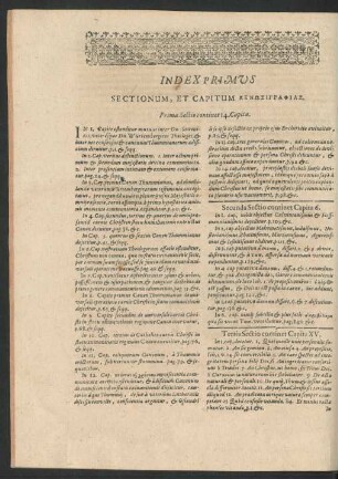 Index Primus. Sectionum, Et Capitum
