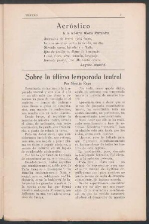 Sobre la última temporada teatral