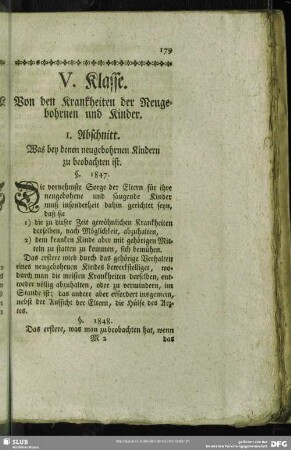 V. Klasse. Von den Krankheiten der Neugebohrnen und Kinder
