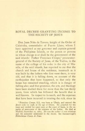 Royal decree granting income to the Society of Jesus
