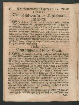 Titulus VII. Von Handwerckern, Tagelöhnern und Boten