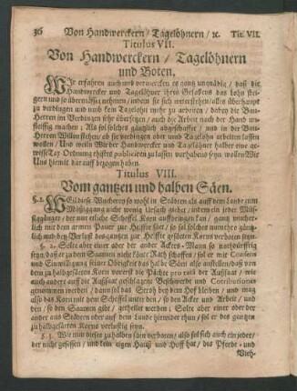 Titulus VII. Von Handwerckern, Tagelöhnern und Boten