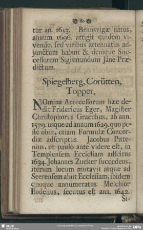 Spiegelberg, Corütten, Topper
