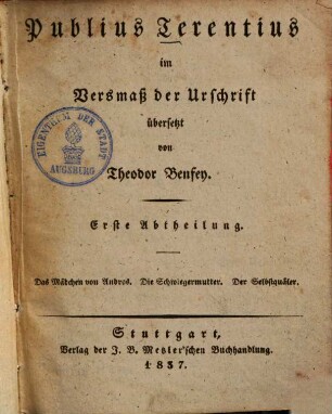 Publius Terentius im Versmaß der Urschrift, 1