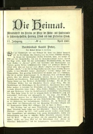 17. Jahrgang. No. 4. April 1907.