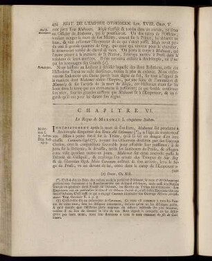 Chapitre VI. Le Regne de Mahomet I. cinquieme Sultan.
