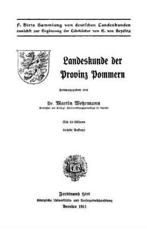 Landeskunde der Provinz Pommern