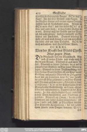 CCXXXI. Von der Krafft des Bluts Christi. Blut gegen Blut.