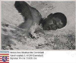 Berlin, 1936 / XI. Olympische Sommerspiele / [Noboru] Terada (1917-1986), Japan, Sieger im 1500-m-Freistilschwimmen / Sammelwerk 'Olympia 1936 - Band II' Nr. 14, Bild Nr. 85, Gruppe 57