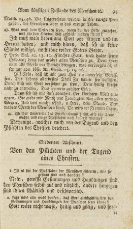 Siebenter Abschnitt. Von den Pflichten und der Tugend eines Christen.