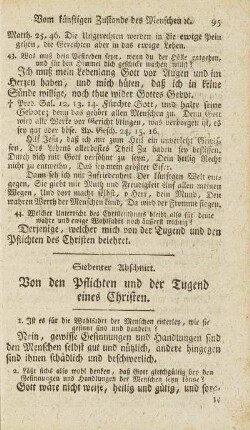 Siebenter Abschnitt. Von den Pflichten und der Tugend eines Christen.