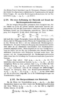 § 134. Die neue Auffassung der Dynamik auf Grund der Berührungstransformationen.