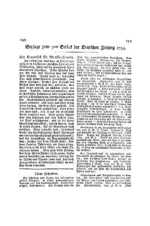 Beylage zum 9ten Stück der Deutschen Zeitung 1794